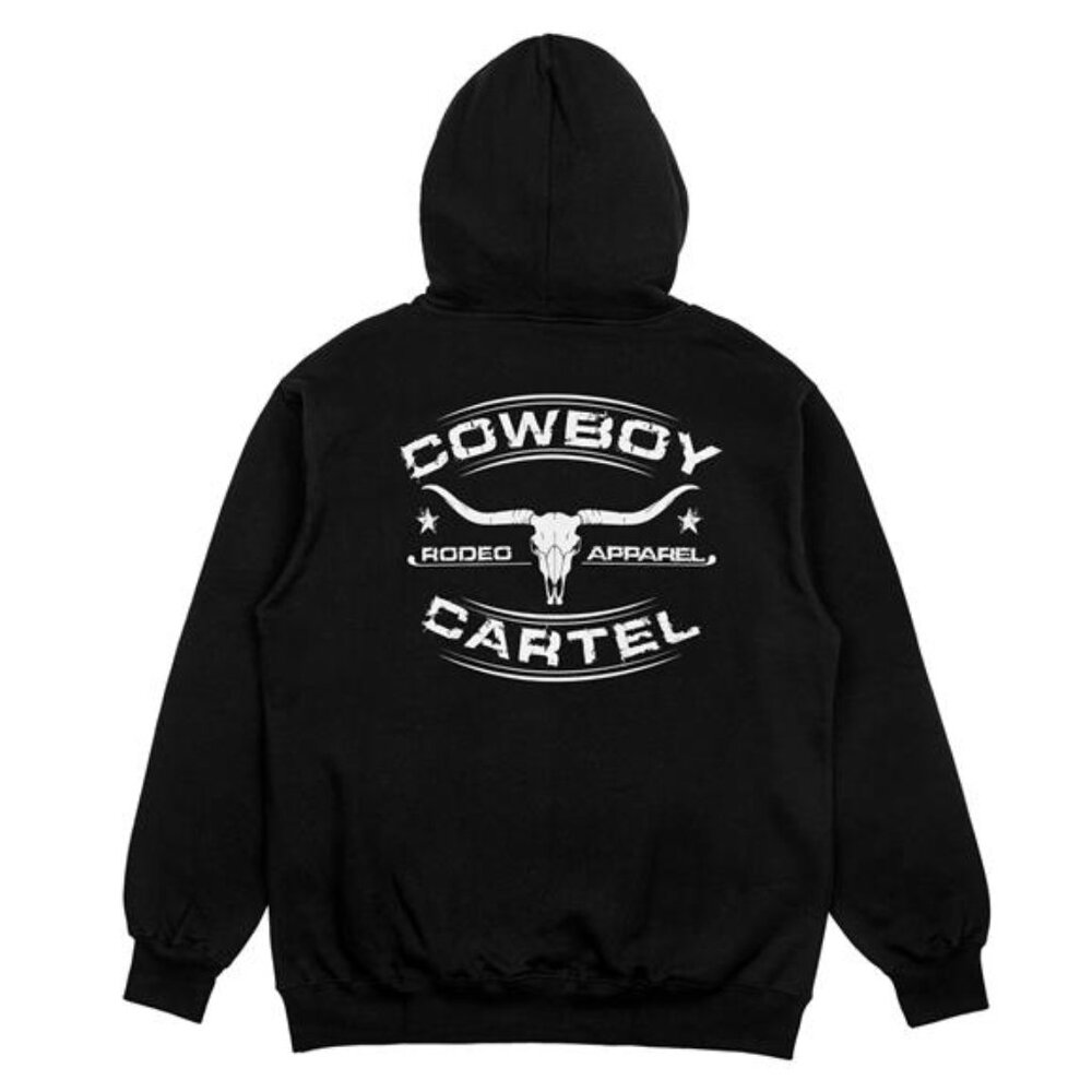 Retro Vintage Style Rodeo Bull Rider Cowboy Cartel Hoodie Unisex 100% Cotton Blk